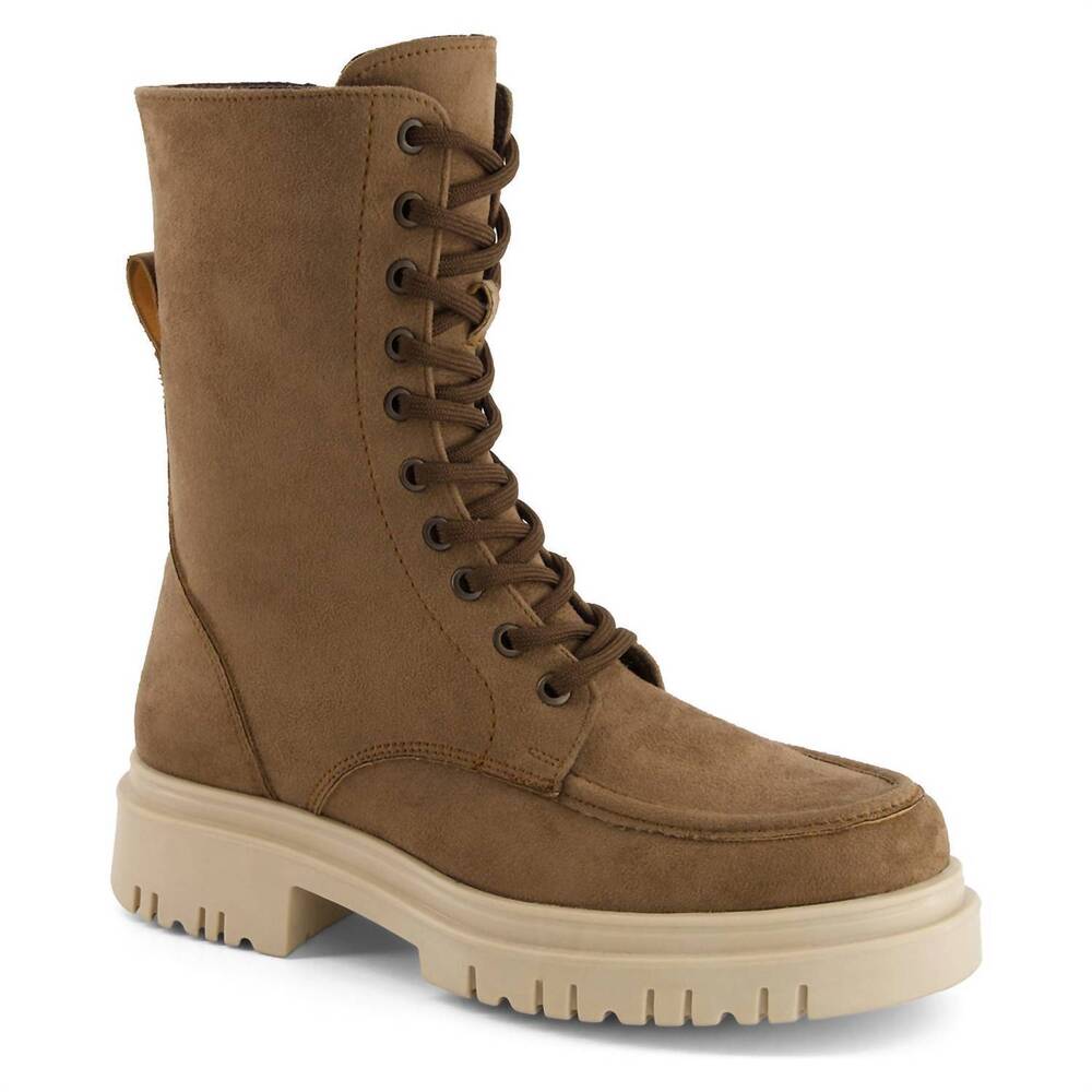 NEW ANDREA women's tall combat boots in camel